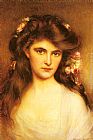 Lynch Paintings - A Young Beauty with Flowers in her Hair by Albert Lynch